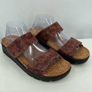 Alegria Women’s Lena Two‎ Band Slide Sandals Size 42 Comfort Adjustable cognac